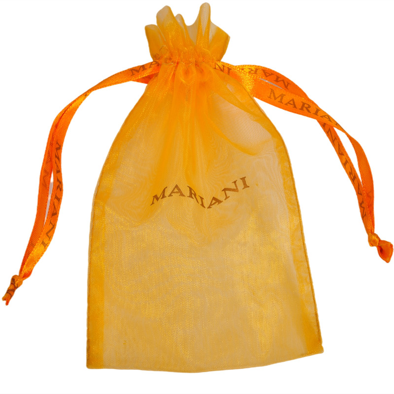 Custom Sheer Drawstring Gift Bags Organza Jewelry Pouches Drawstring Bag With Logo On The Ribbon