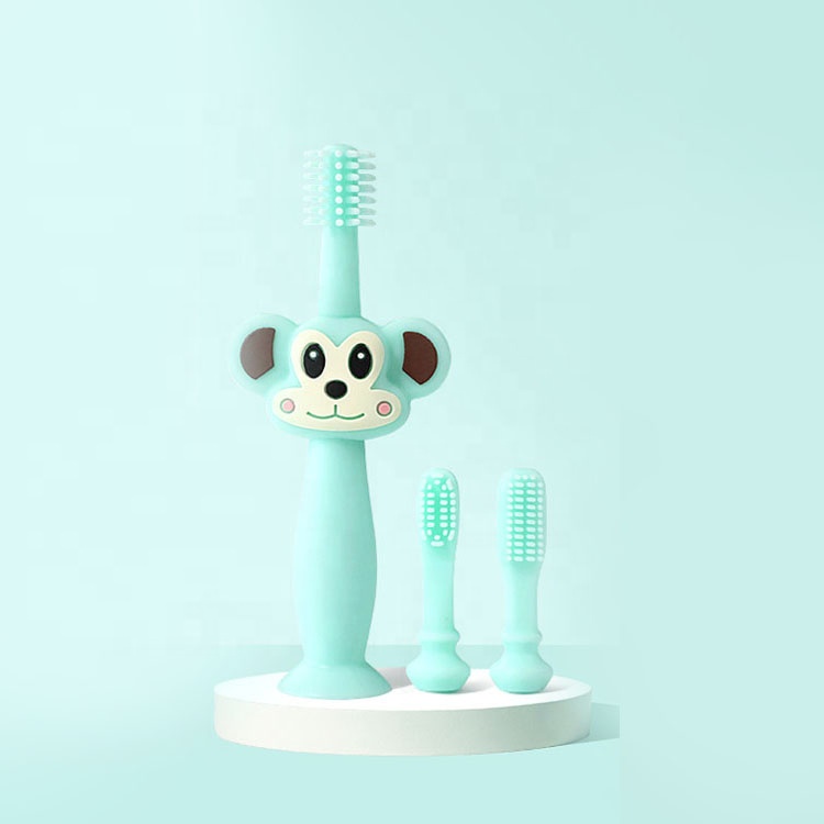 Lovely Monkey Rabbit Pig Baby Toothbrush Silicone With Suction Base