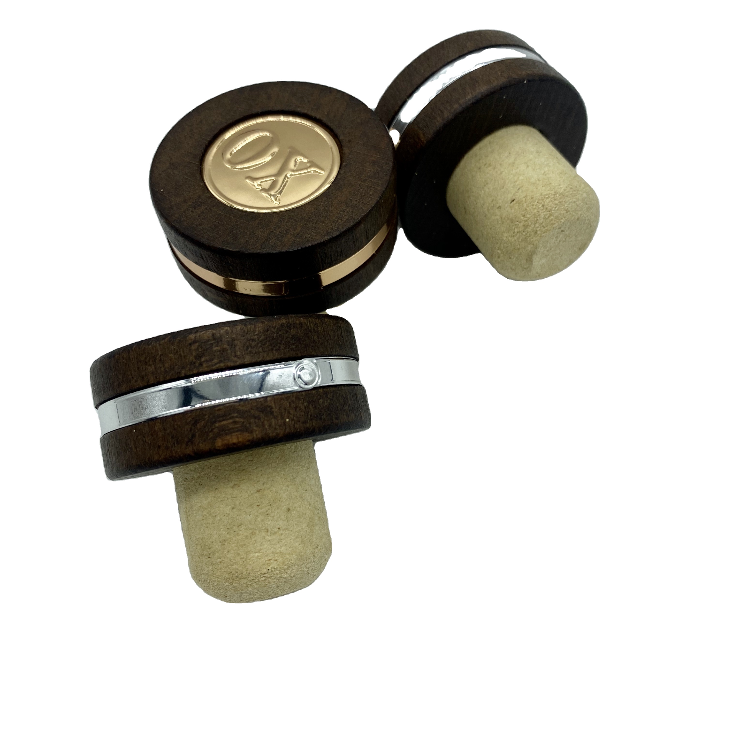 Custom Made Luxury Wooden Top Aluminum Metal Wine Bottle Synthetic Cork Stopper T shape Wine Corks seal
