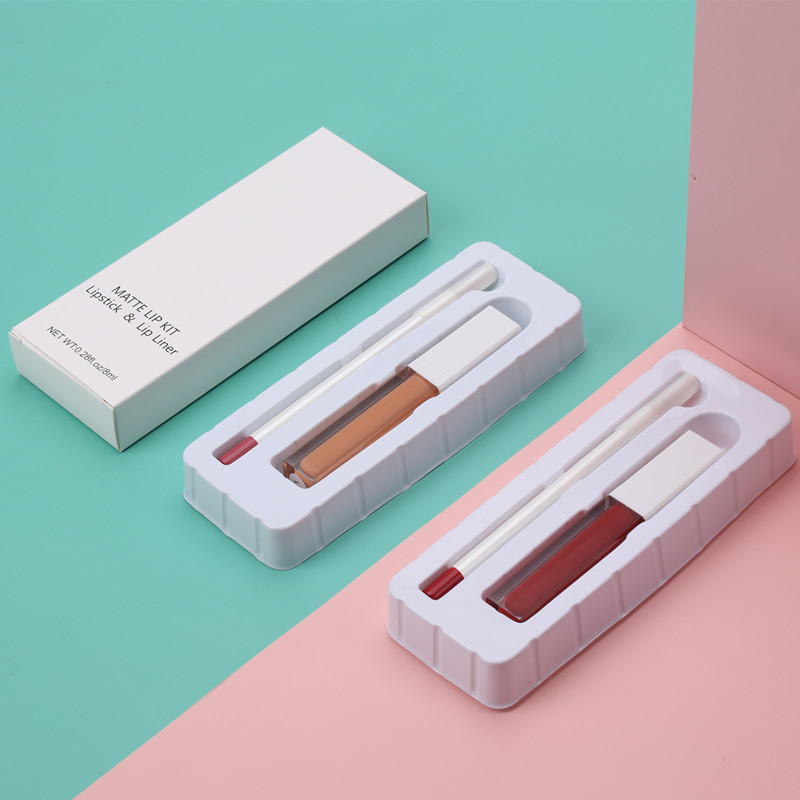 Private Label Makeup Lip Liner and Liquid Lip Gloss Set Custom Waterproof Lip Stick Lipgloss Nude Matte Lipsticks