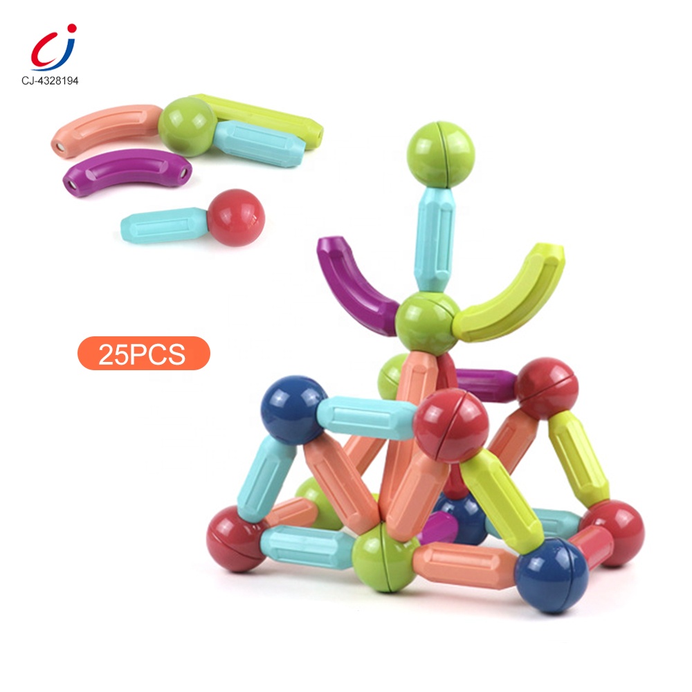 Chengji stem magnetic stick play set educational creative diy assembly 3d construction magnetic sticks and balls toy