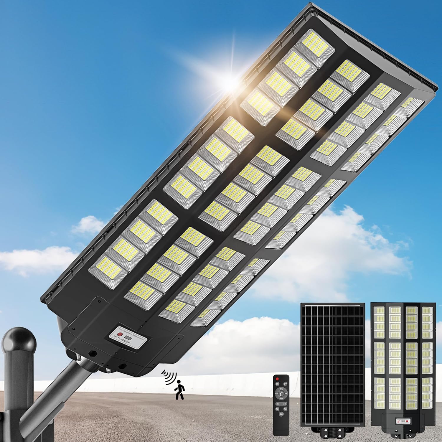 8000W Outdoor Waterproof Solar LED Street Light Wide Angle Sensor Dusk-Dawn Lighting for Yards Hot Outdoor Solar Lamp
