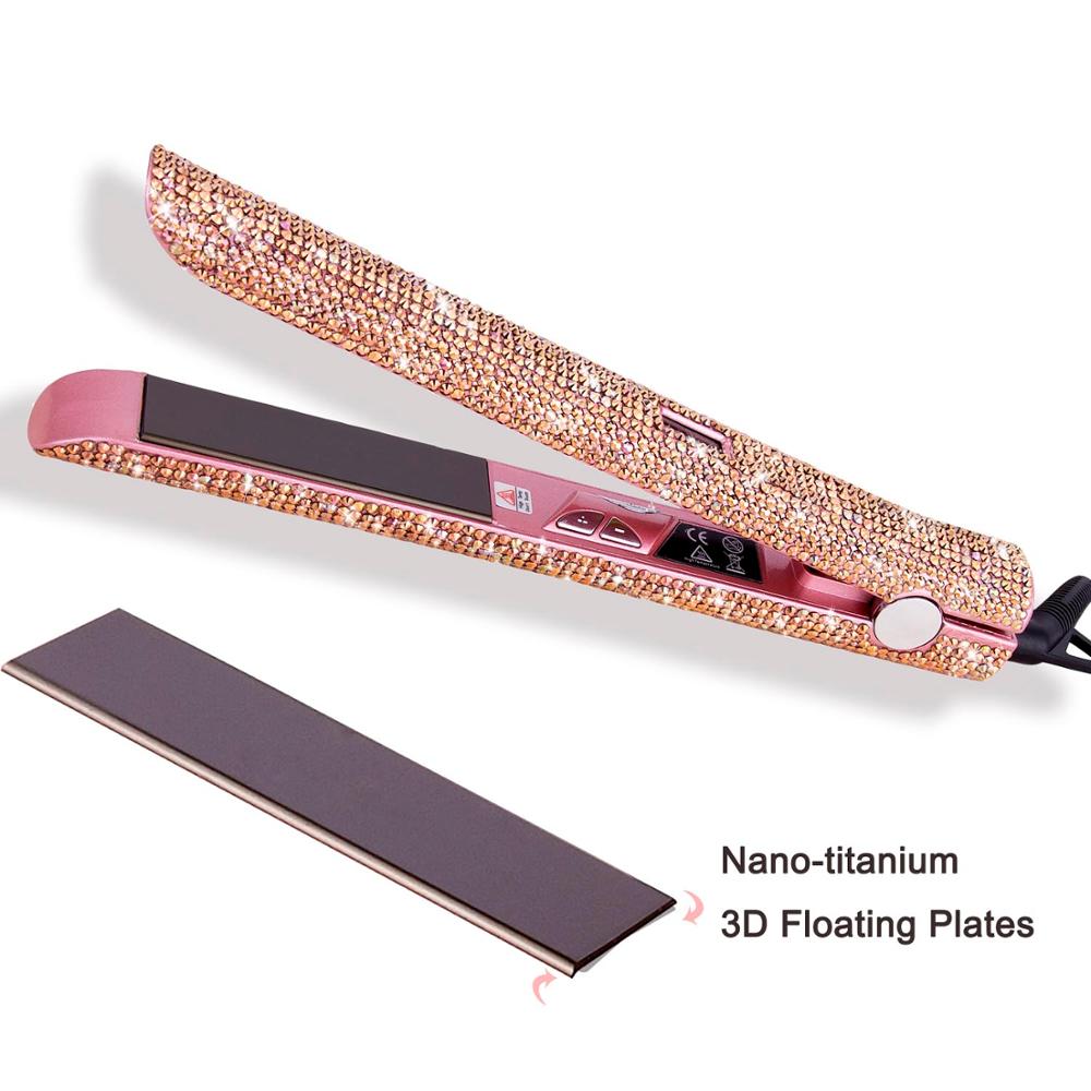 Портативный титановый утюжок для волос оптом Bling 450f утюжок для волос титановый MCH PTC выпрямитель для волос с логотипом на заказ MOQ 1 шт.