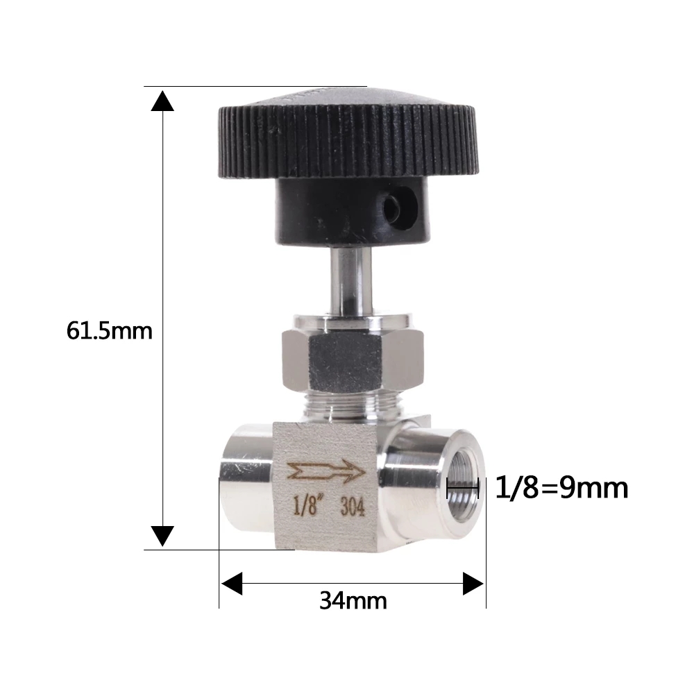 Water Gas Oil Stainless Steel S304 Tube OD 1/8'' 1/4'' 1/2'' Internal Thread Needle Valve