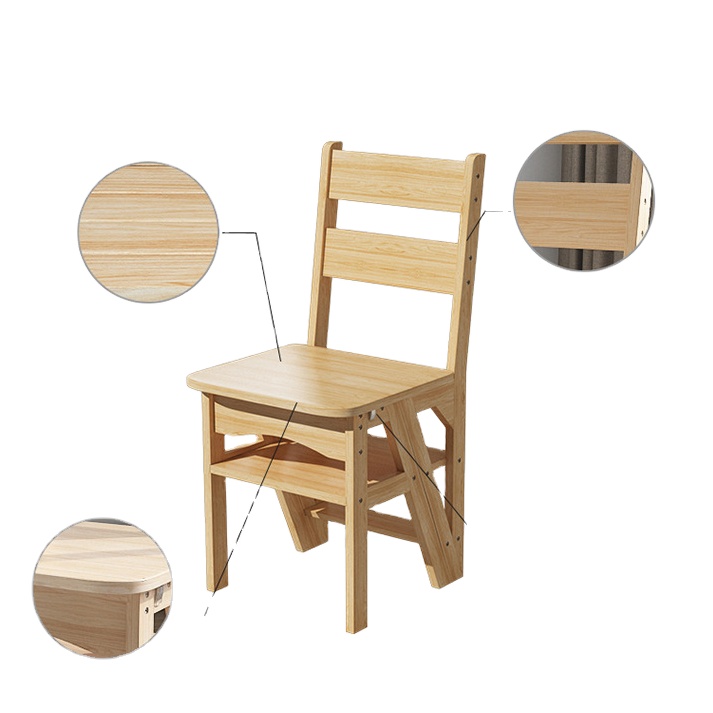Bamboo Transformation Chair Ladder Wooden Convertible Step Stool