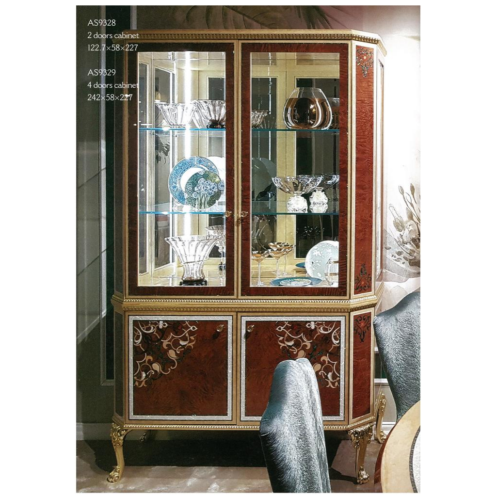 Italian Wooden Display Cabinet French 2 Door Glass Wine Cabinet Living Room Vitrines