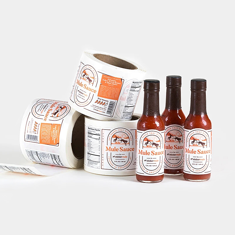 Food Packaging Label Stickers Custom Waterproof Business Adhesive Stickers Label Logo Printed Vinyl Roll Label