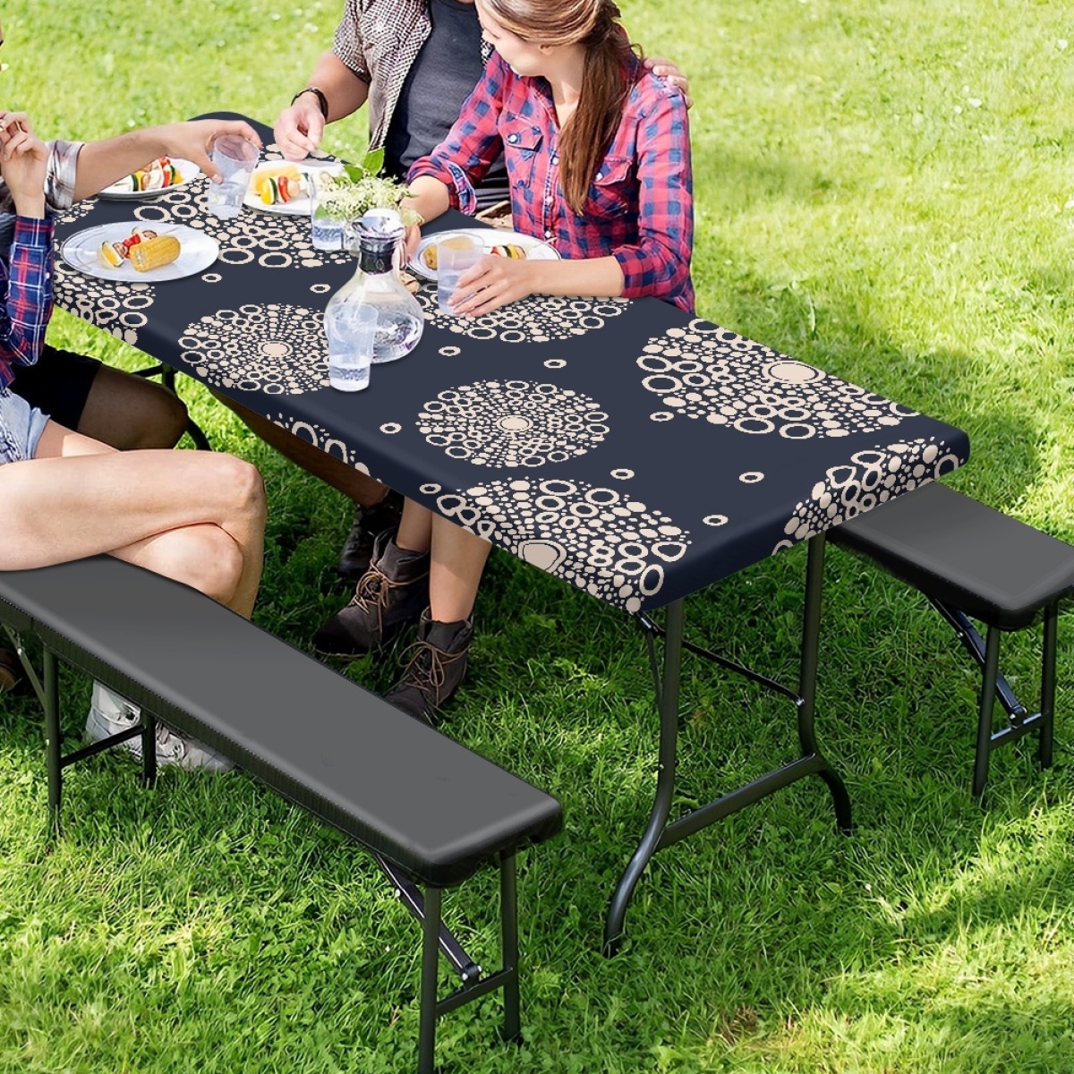 Hot Sale Custom Aloha Hawaiian Sea Urchin Hawaiian Prints Waterproof and Dustproof Outdoor Picnic Table Cover Print on Demand
