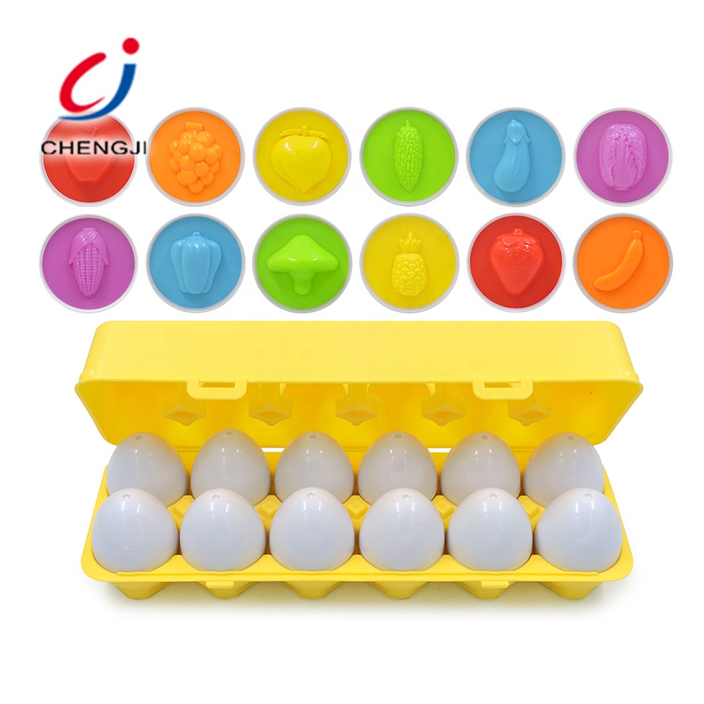 Baby education toy colors vegetable fruit shapes matching eggs 12 pcs set children's egg matching toy