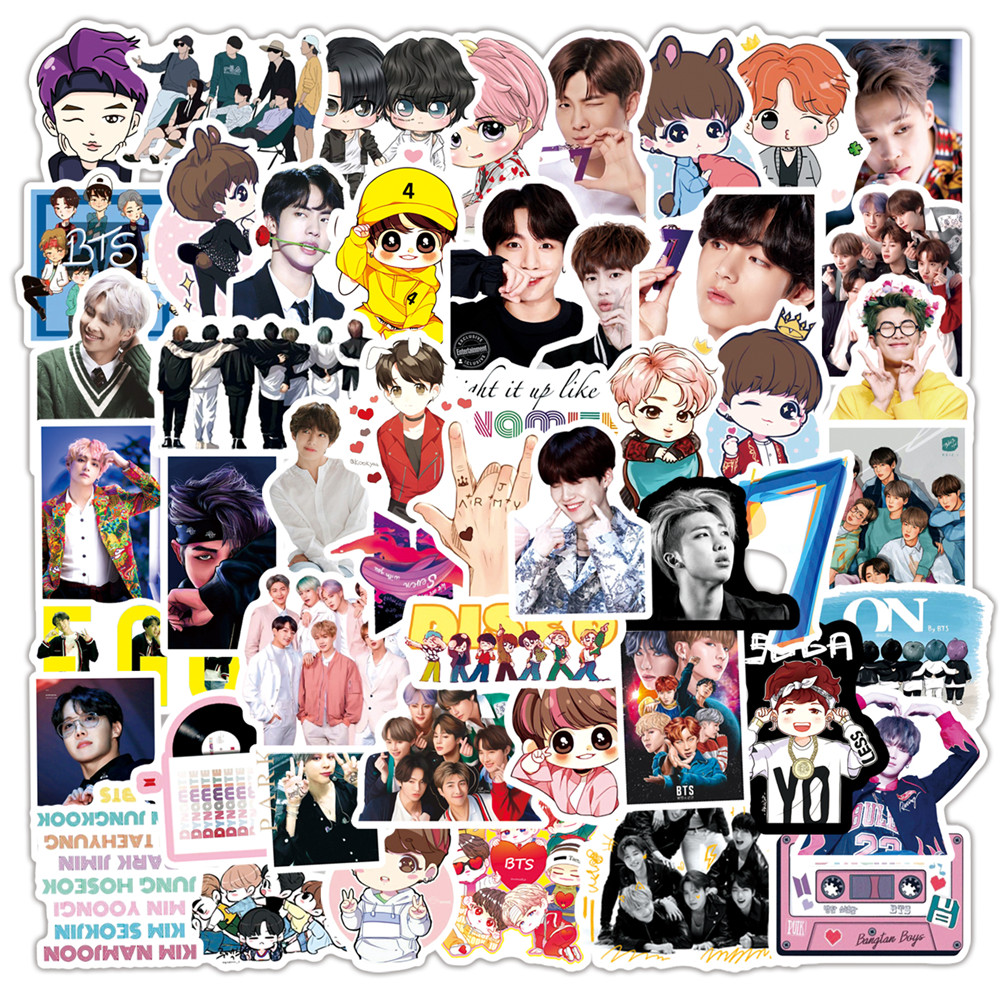 50 шт. Красивая Корейская группа Kpop BTS наклейки для скейтборда шлема Подарочная коробка велосипед компьютер ноутбук автомобиль детские игрушки