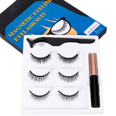 Magnet magnetic self-adhesive glue-free natural thick and lifelike eyelashes three pairs of mixed magnetic false eyelashes