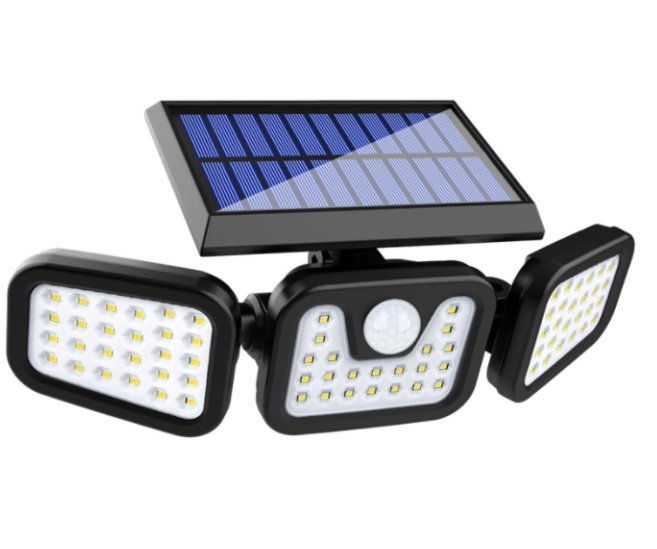 74LED Регулируемый квадратный трехголовочный умный датчик движения наружный светодиодный солнечный точечный светильник