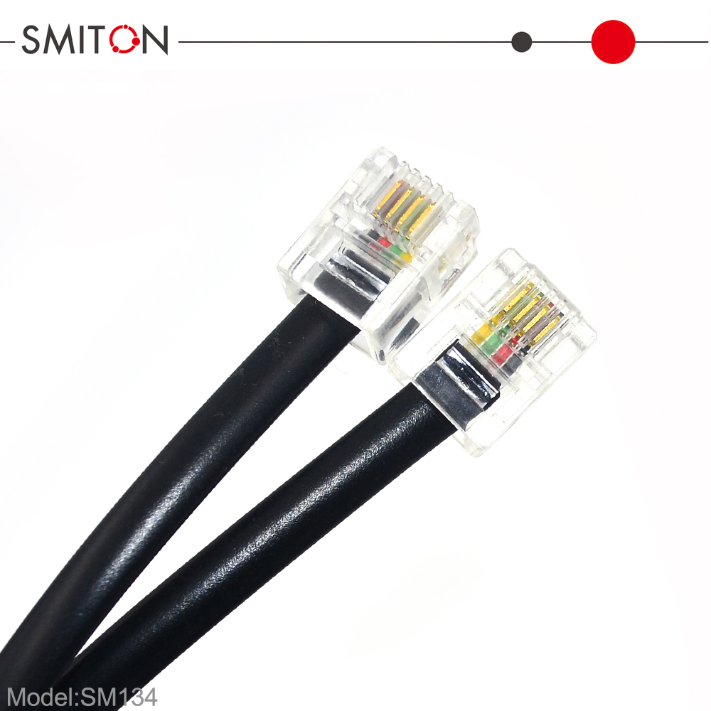 10ft 4 core cable wire with 4p connector rj11 telephone cable