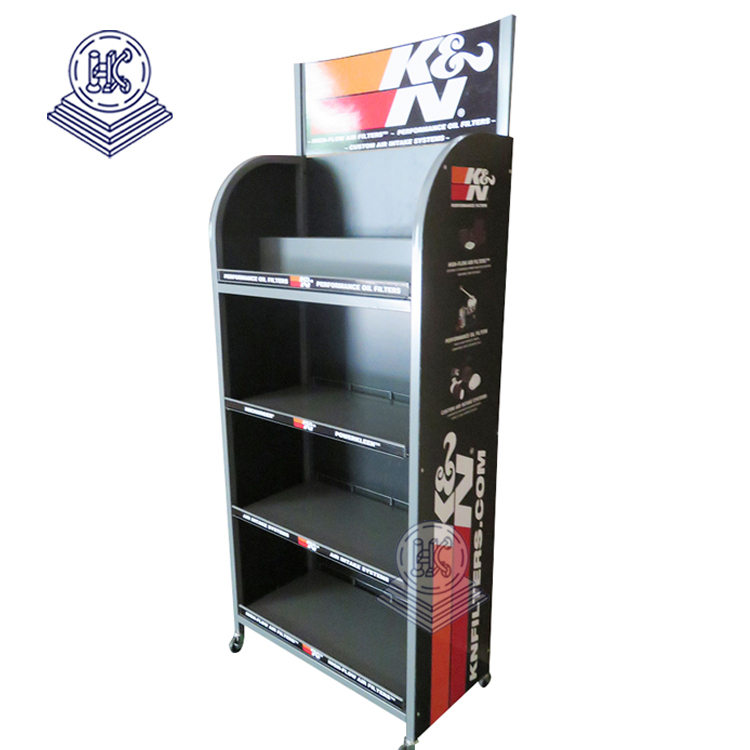 Floor Standing Retail Store Fixture Multi Tier Adjustable Metal Shelf Hardware Display Rack
