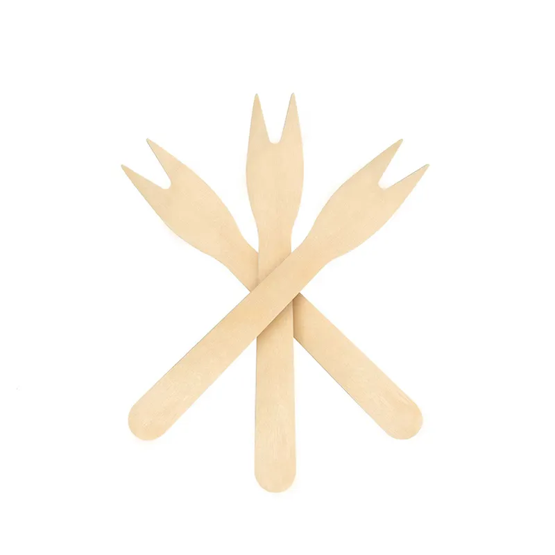 Certified Birch Wood Biodegradable Disposable Wooden Chip Cocktail Fruit Mini Fork Fourchettes A Fruit