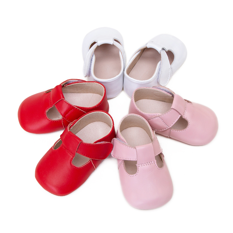 Limited time free sample soft soled 0-2 year old baby shoes T-belt real leather shoes baby