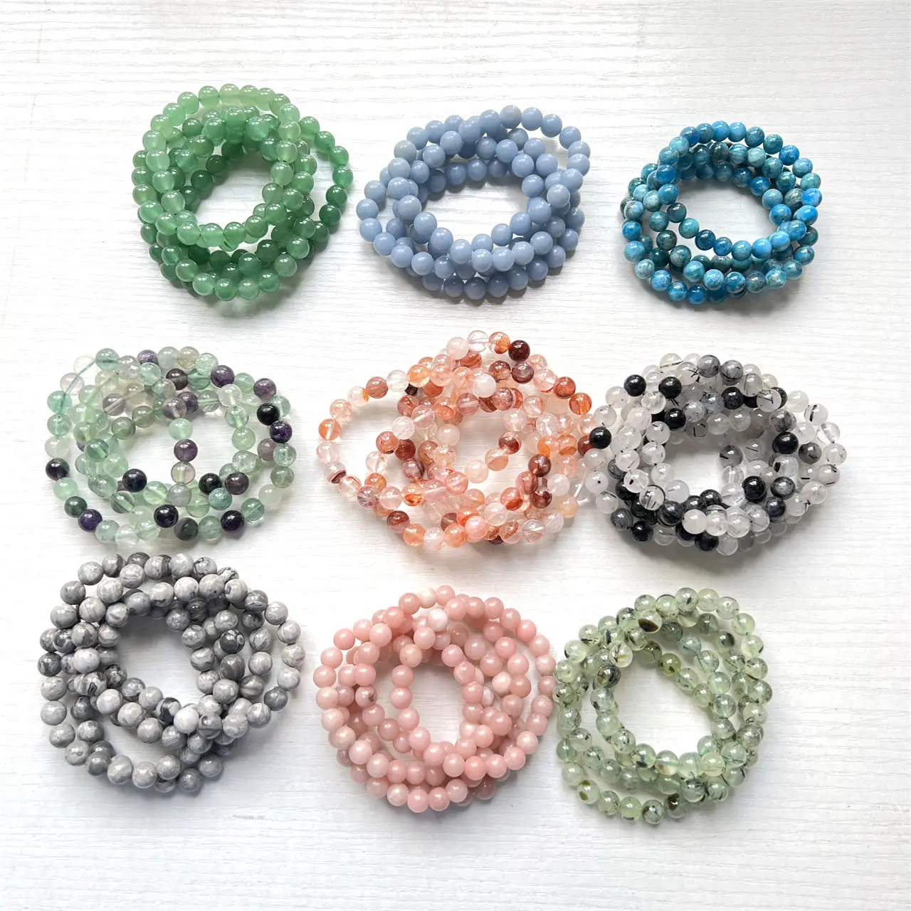 Wholesale 8-10 mm Healing Natural Bracelets Stone Jewellery Quartz Bead Gemstone Crystal Bracelet