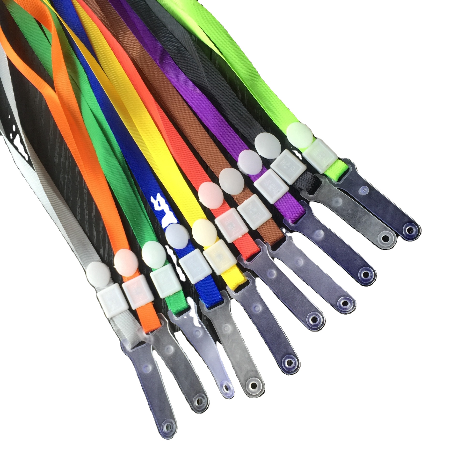 Hot Selling No Logo Single Color Key Chain ID Card Holder Polyester Lanyard