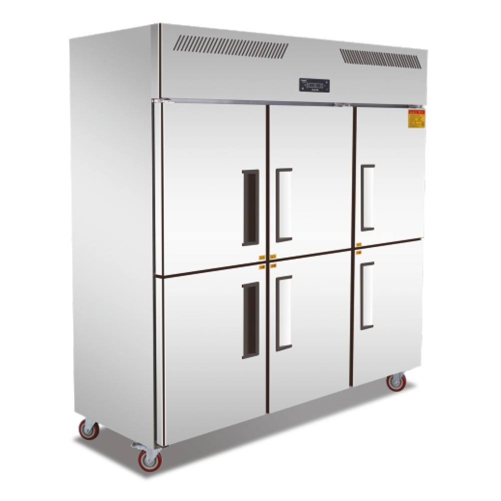Commercial Kitchen Customized Stainless Steel Vertical Freezer Luxurious Six-Door Double Temperature Refrigeration Equipment