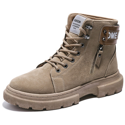 2021 Autumn men's warm short boots fashion mens high-top casual shoes non-slip and plus velvet