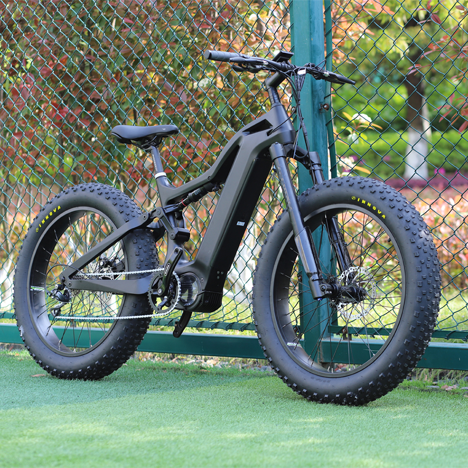 26 inch full suspension electric bike snow bike 1000w bafang ultra mid motor e bike carbon fiber frame