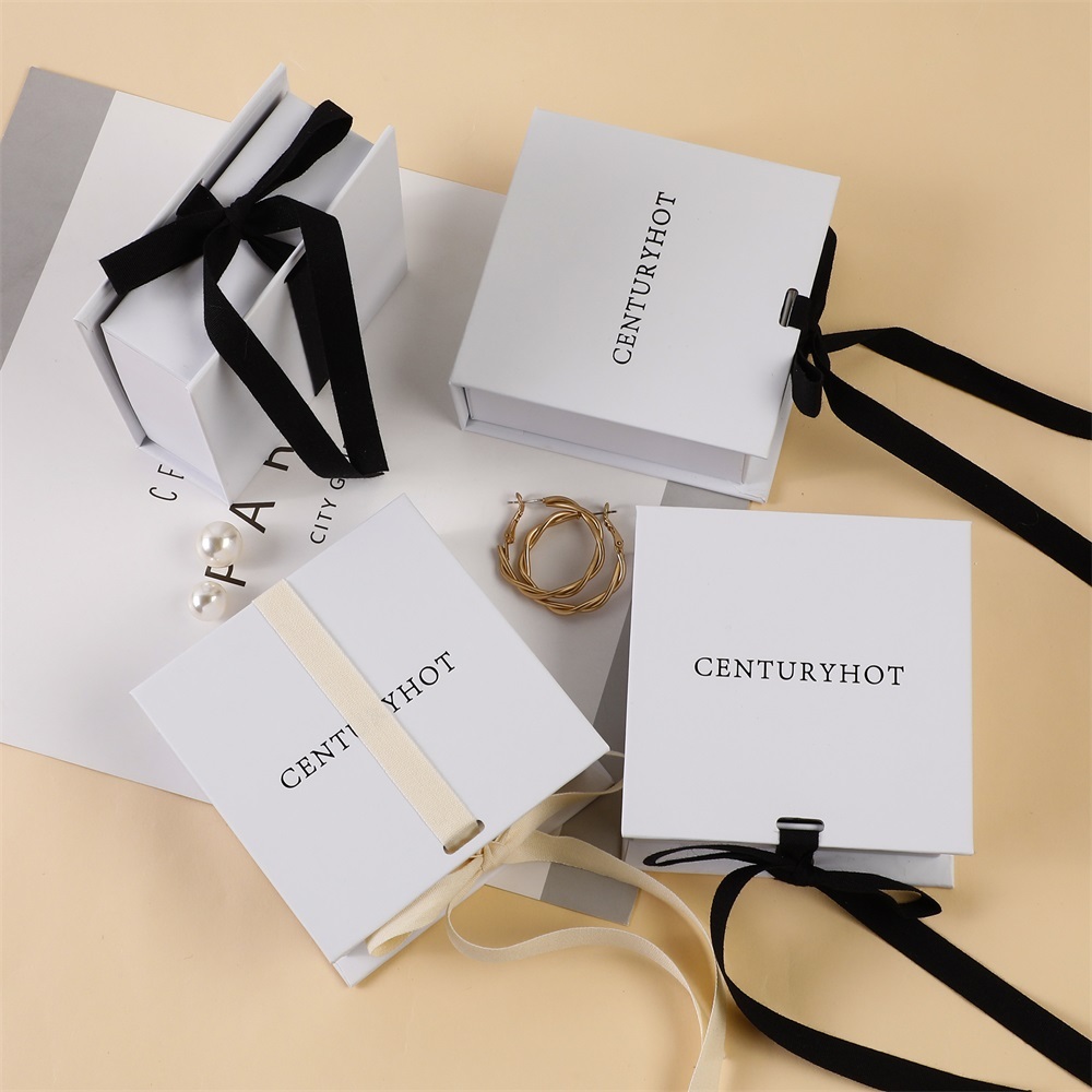 Personalized Jewelry Box Custom Logo Eco Friendly Ring Book Shape Jewelry Paper Packaging Gift Box with Bow Ribbon