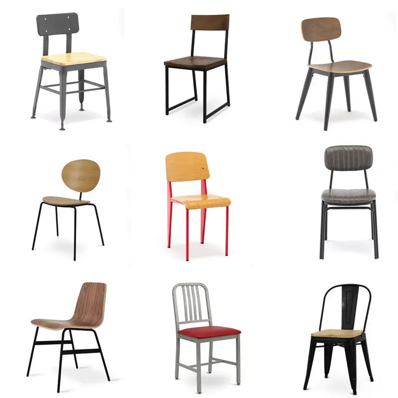 Commercial Restaurant Chaise Plywood And Metal Frame Dinning Chair For Restaurant
