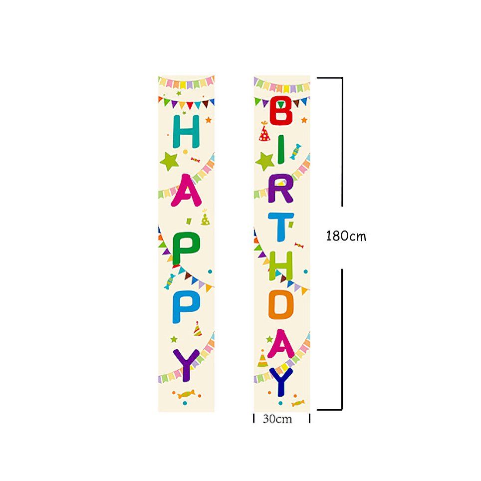 Celebration Porch Couplet Decoration Happy Birthday Party Banner Hanging Flag Children Door Curtain