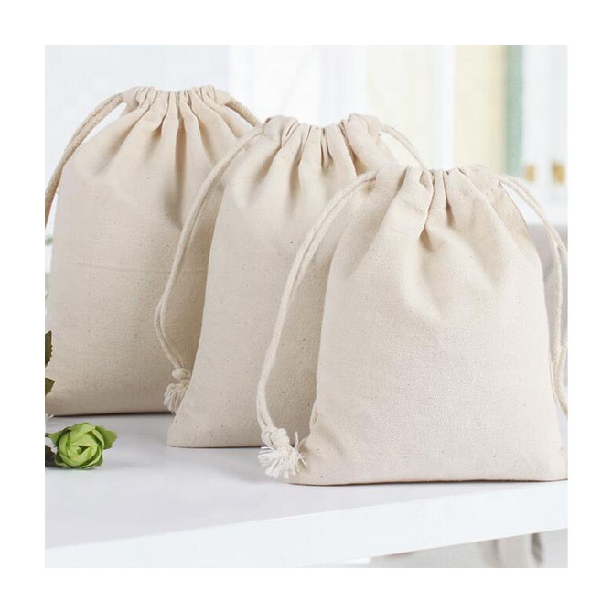 Multicolor customizable logo color size cotton canvas gift drawstring pouches bags customised cotton drawstring bag