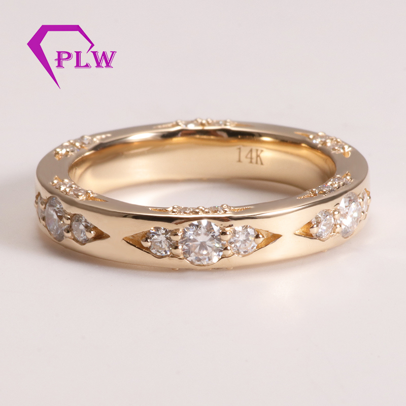 14k индивидуальный современный стиль DEF moissanite lteel кольцо band in Белое золото/розовое золото/желтое золото