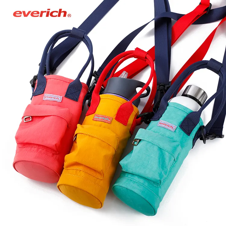 Water Bottle Bags Colorful Eco Friendly 420D cloth 210D inner cloth 2.5cm Handle Waterproof Bottle Sleeve Bag