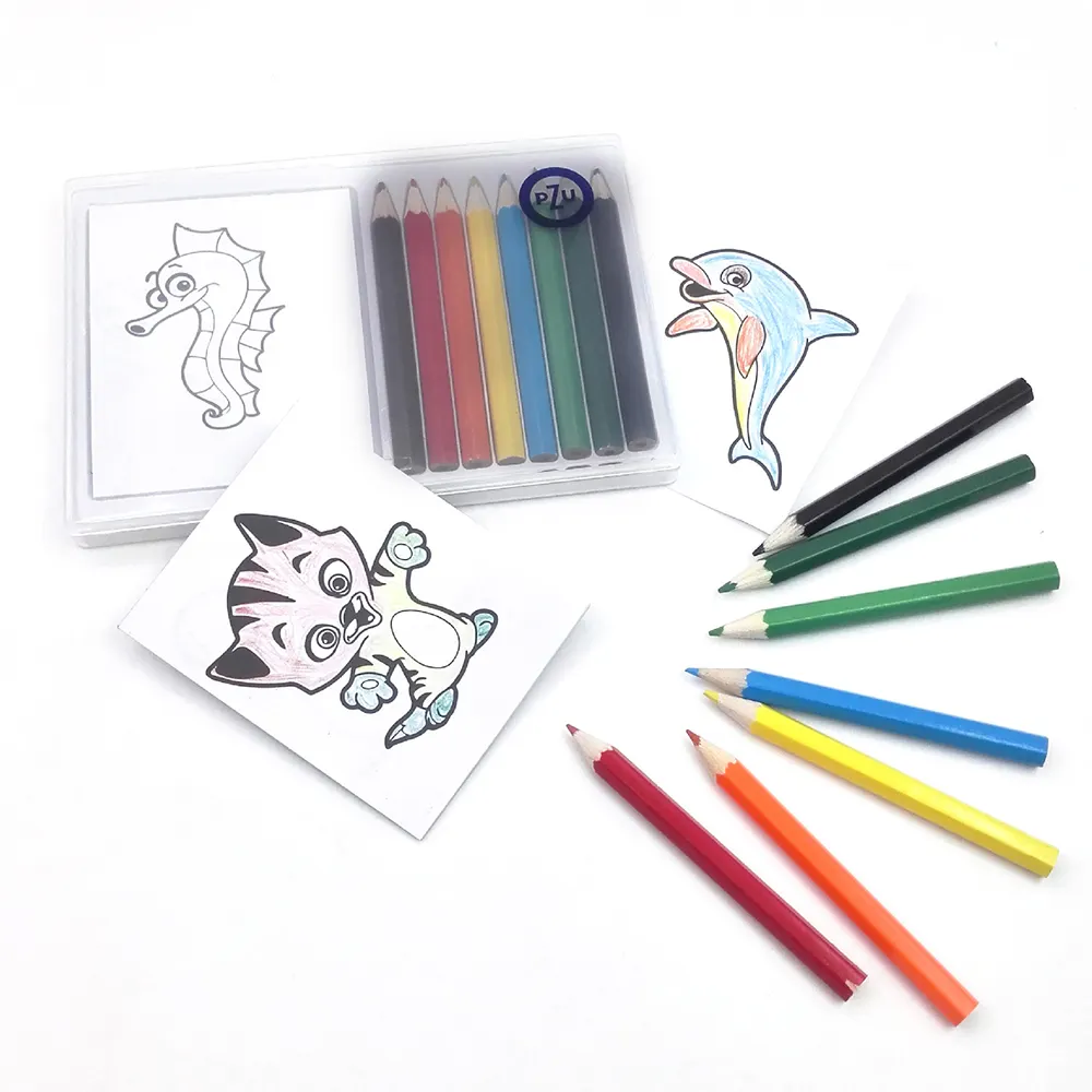Mini Color Pencil Stationery Set and Coloring Set with Plastic Box Playtime Colouring Set with Coloring Pencil and Drawing Book