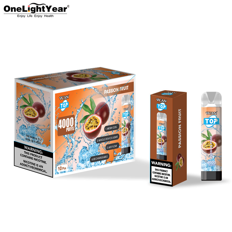 oem odm Vcan Top 4000 puffs disposable cigarettes Mesh Coil Whole device lighting with Rechargeable battery on sale