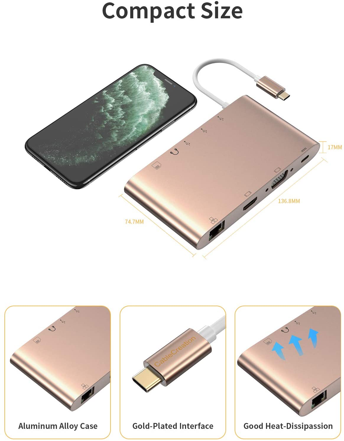 Multiple USB Type-C HUB with HDMI VGA USB 3.0 Card Reader USB Docking Hub Station