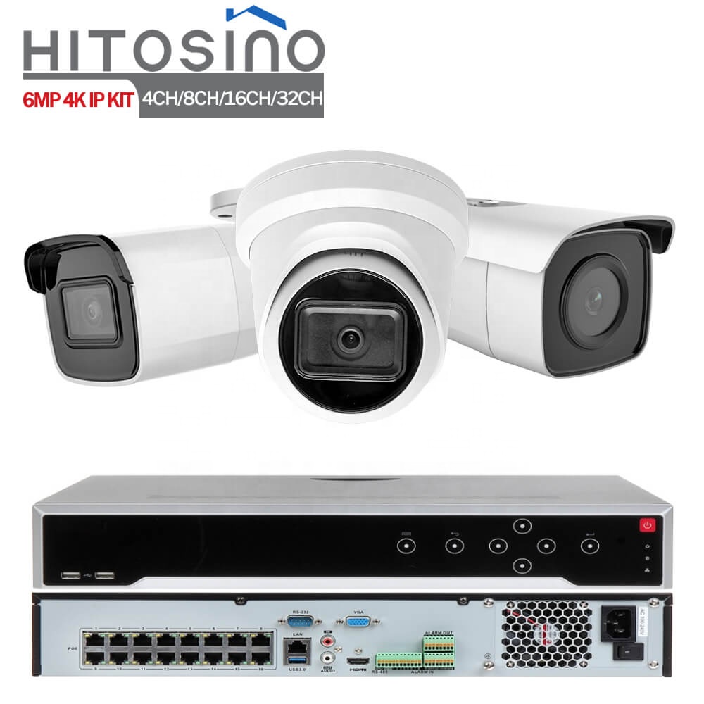Система видеонаблюдения Hitosino OEM Hik, 4 канала 8 каналов 16 каналов 32 канала, наружная и внутренняя 6 МП 4K 8 Мп, IP, домашняя охранная система PoE, комплект NVR