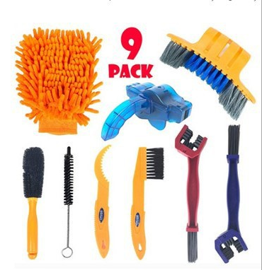 9PCS Mountain Bike Wash Tool Set Bike Cleaning Kit Cycling Scrubber Bike Chain Washing Machine Bicycle Chain Cleaner Brushes