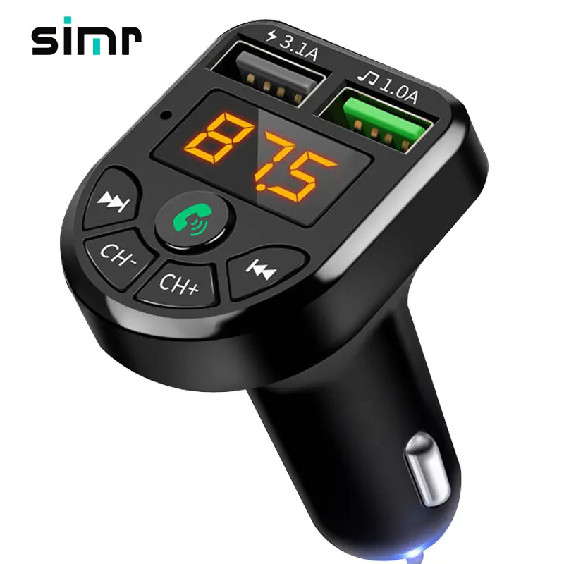 simr modulator mini audio odio handsfree car charger fm transmitter led bT5.0 car usb mp3 player for mp3 car