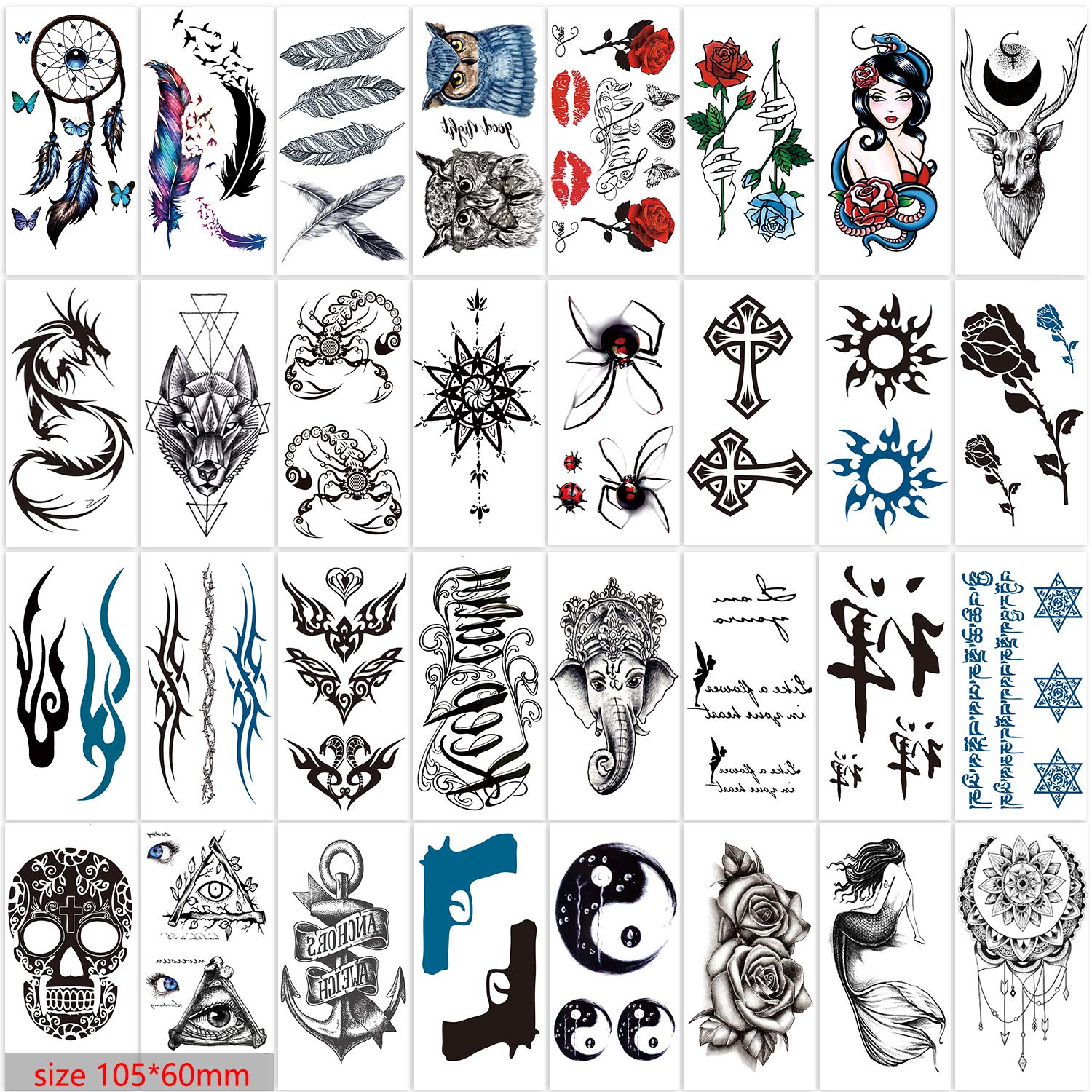 Custom Cosmetic Grade Long Lasting Tattoos Stickers Temporary Body Arm Chest Shoulder Tattoos for Men and Women
