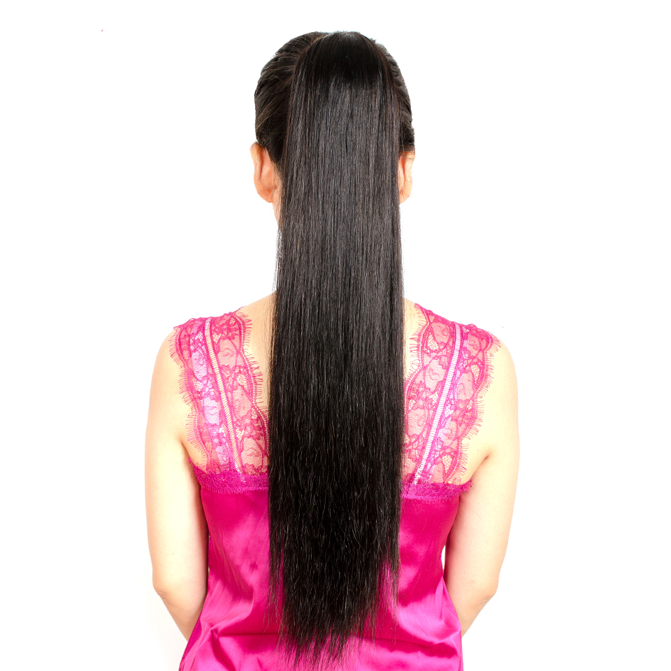 High quality straight human hair pony tails, cheap pony tail hair extensions