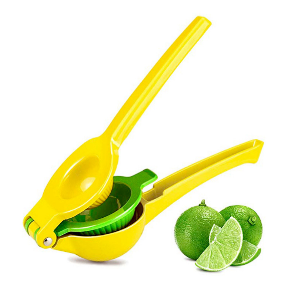 Amazon Best Quality Free Sample Manual Press Juicer Metal Yellow Lemon Lime Squeezer