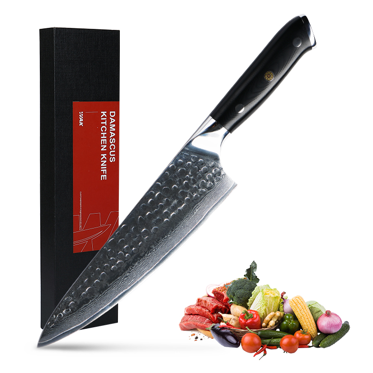 Custom 8 inch Cuchillo Damasco Kitchen Knives Damascus Steel G10 Chefs Knife