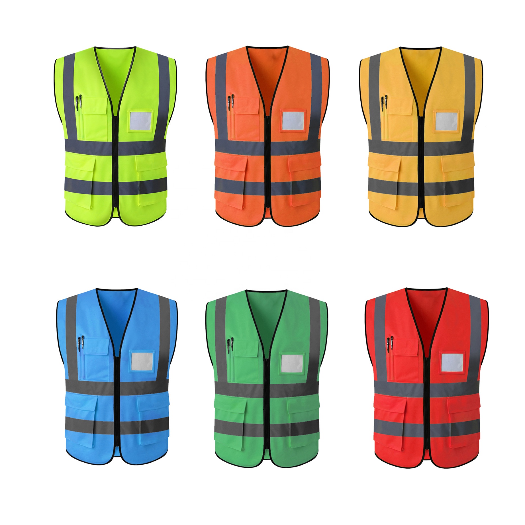 128cm Chest 4X-Large Hi Vis Protective Custom Logo Printing ANSI Knitted Fabric Safety Reflective Vest With 2 Inch Grey Strips