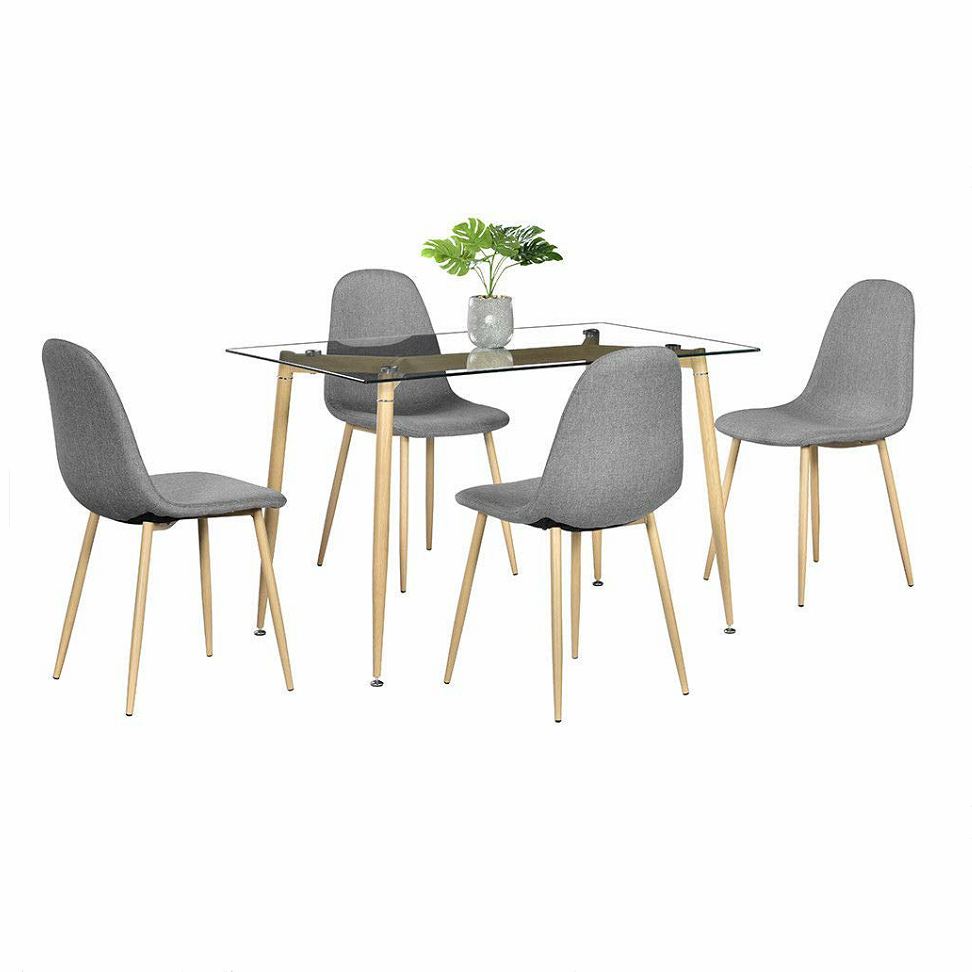Современный стеклянный обеденный стол Mid century, обеденный стол из закаленного стекла и стулья для 4/6