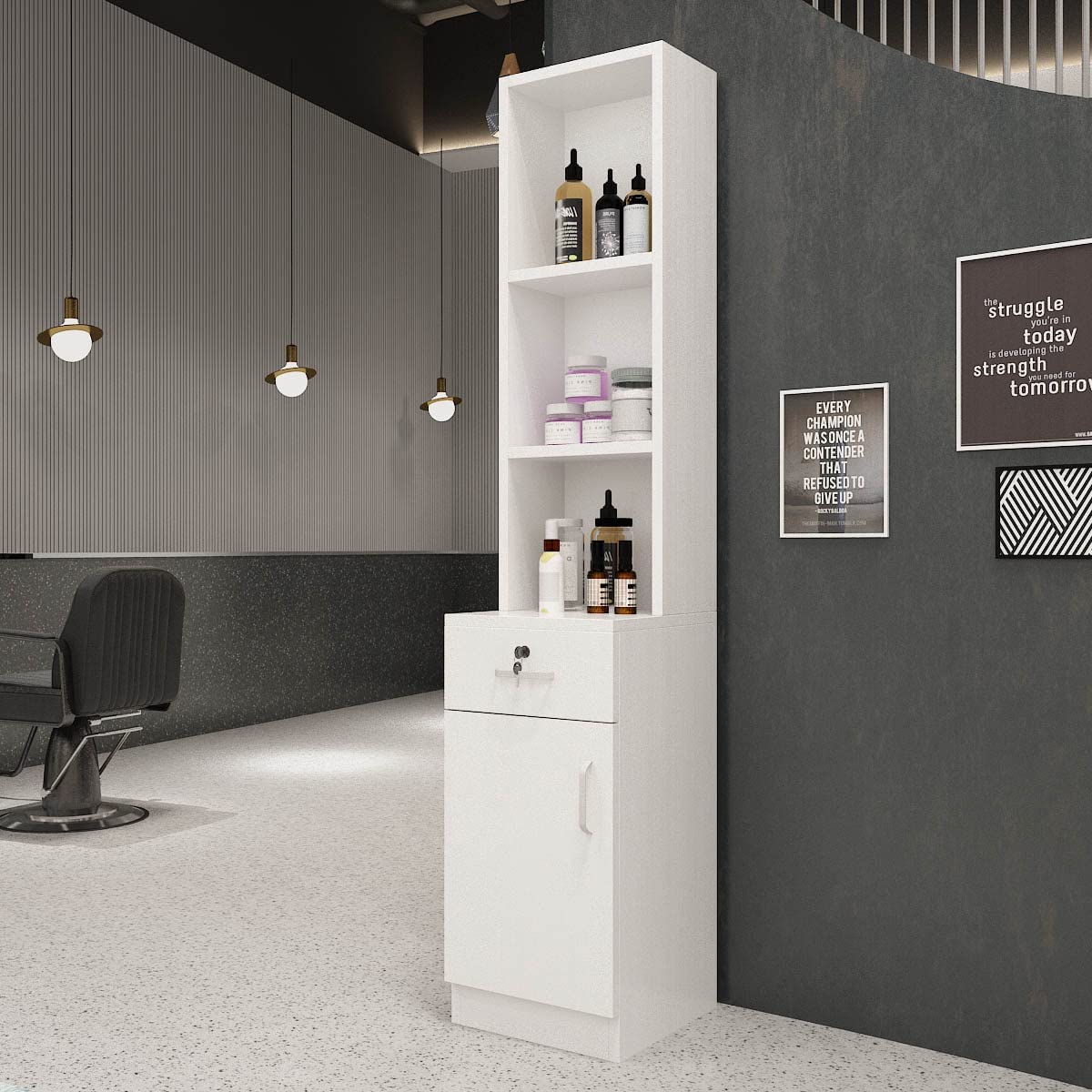 Locking Wall Mount Barber Storage Cabinet Station, Beauty Salon Stations, Reception Desk Furniture Set, обычно прибывает через 15-30 Days