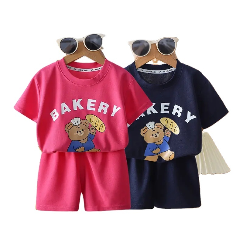 2023 Children's short -sleeved set Summer new male and female casual breathable summer clothes children's clothing wholesale