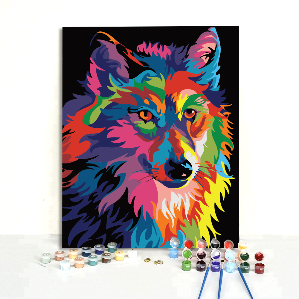 40x50cm Wall Decor DIY Animal Wolf Oil Painting Acrylic Paint By Number Kit