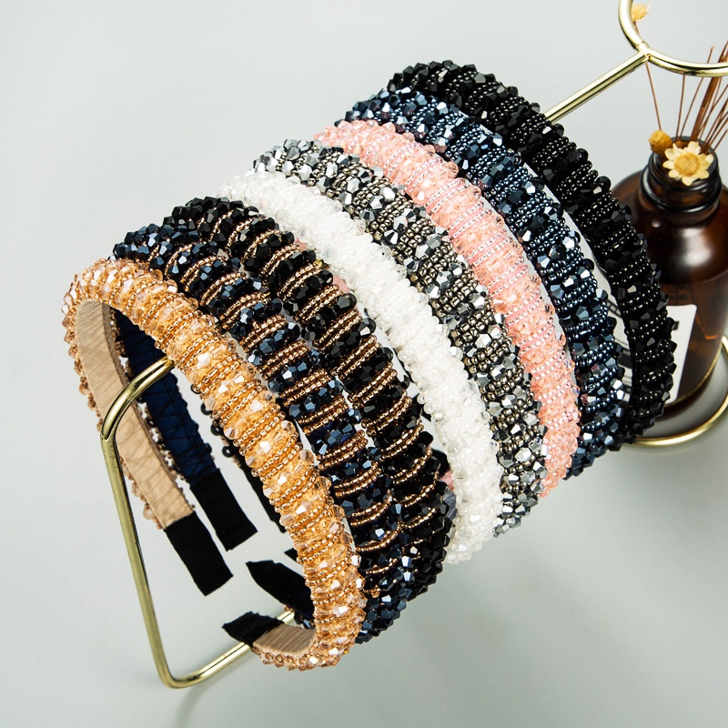 Baroque Fashion Style Exquisite Handmade Beaded Crystal Headband Hair Accessories Wholesale