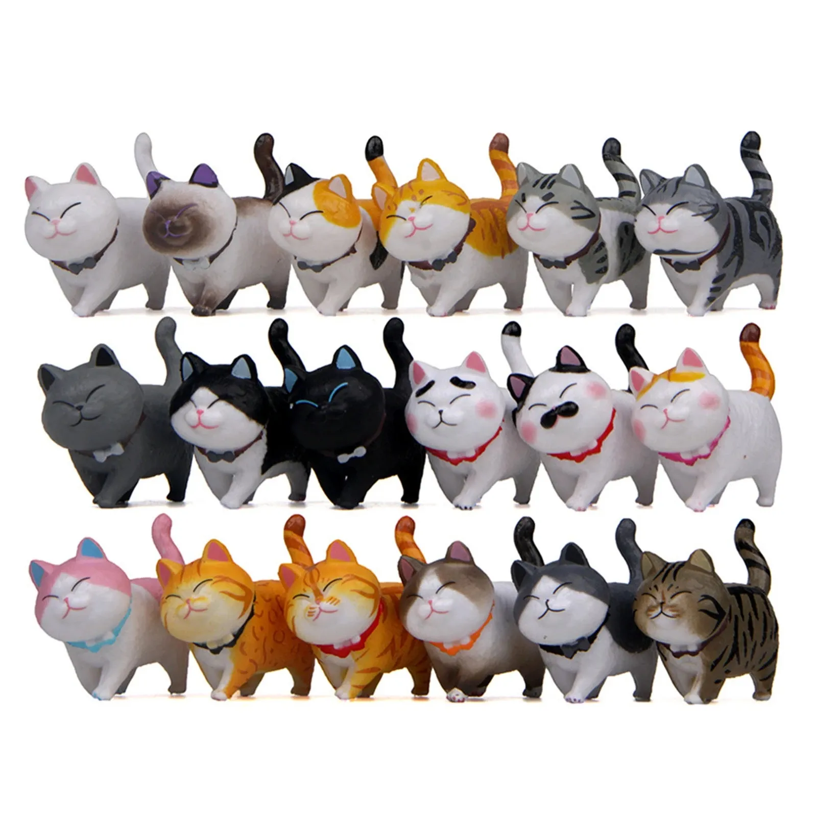 9Pcs Cute Cat Ornaments Kawaii Bell Cat Animal Fairy Garden Figurines Accessories Home Decoration Desktop Model Birthday Gift