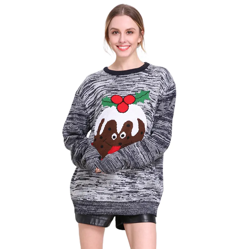 Wholesale custom Men and women pullover Multi color Knit Fabric Winter plus size long sleeve women christmas sweater
