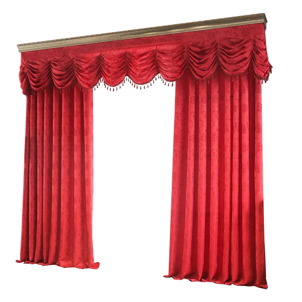 2020 Wholesale living room ready made American style luxury hotel jacquard valance curtain design home cheap curtain for windows
